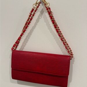 LOUIS VUITTON RED EPI LEATHER CROSSBODY WALLET